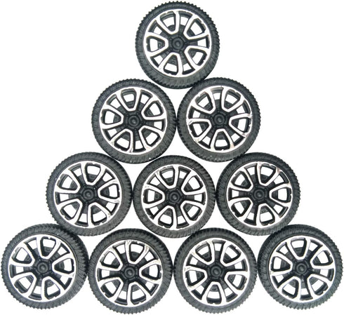 EUDAX 30mmx9mm Plastic Roll Toys Wheel and 2mm Dia Shaft Axles for DIY Toy RC Car Truck (100 Pcs)