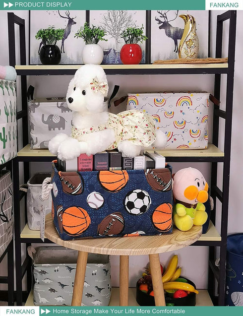 FANKANG Rectangular Laundry Basket, Nursery Storage Fabric Bin, Gift Baskets (Navl-ball game).
