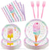 WERNNSAI Ice Cream Party Decorations - 200 PCS Ice Cream Plates Napkins