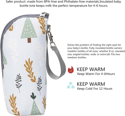 Rhinoon Insulated Baby Bottle Bag, Portable Breastmilk Storage Tote, Oxford Cloth Waterproof Feeding Bottle Pouch