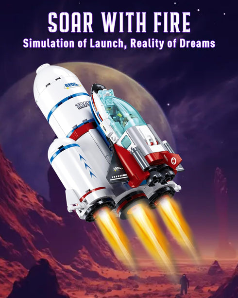Set, 4 6-12, 424 City Space Launch Center Building Rocket Launchpad Building Kit with Astronaut Minifigures for STEM