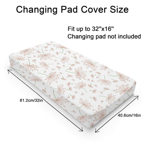 Boho Pink Floral Baby Changing Pad Cover for Boy Girl 32''x16'' Vintage Flowers Unisex Fitted Changing Table Sheets Spring Wild Plants Soft Breathable Nursery Bedding Cradle & Bassinet Sheets