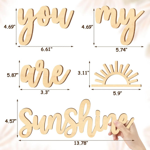5 Xylolfsty You Are My Sunshine Wall Decor Boho Nursery Wall Art Pieces Neutral Wooden Decoration for Boys and Girls
