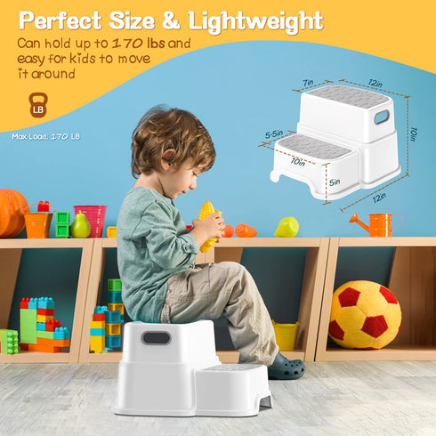 Stool,2 2 Toddler Step Step Stools for Kids with Anti-Slip Surface and Rubber Bottom, Kids Step Stool Poop Stool