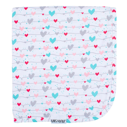 Lars & Lola Cotton Swaddle Blanket, Connected Hearts, Soft Baby Blanket, Unisex, One Size, 31.5 x 31.5 inches, Multicolor, Breathable, Machine Washable by Lars & Lola