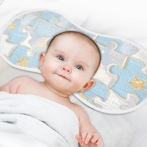 tplaotee 22x11in Cute Silver Jigsaw Puzzle Cotton burping Cloths Soft Touch Baby wash Cloth for Babies Girls and Boys