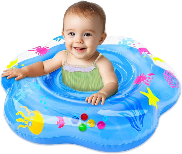 Extra-Large 25.6" Baby Pool Float with Double Airbag & Safety Seat, Inflatable