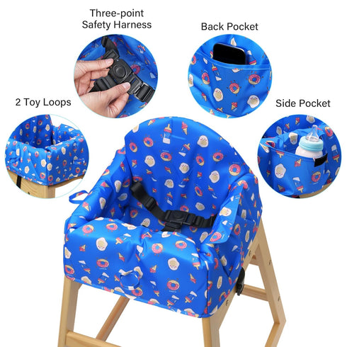 HOOMTREE 3-Point Baby High Chair Cover Restaurant with Harness,Portable High Chair Covers for Travel,Dining