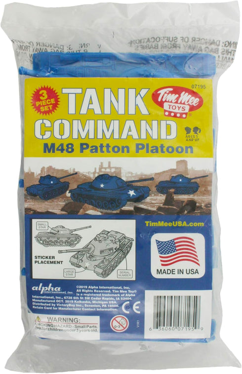 TimMee Toy Tanks for Plastic Army Men, Blue WW2 3pc, Made in USA