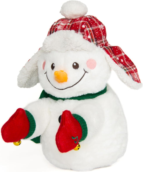 13" Animated Plush Snowman |Christmas Cheer Charlie - Claps Hands and Ears Flap to Song - If You're Happy for Xmas Clap