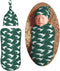 Eagle On Green Background Newborn Swaddle Blankets Hat Sets Soft Baby Receiving