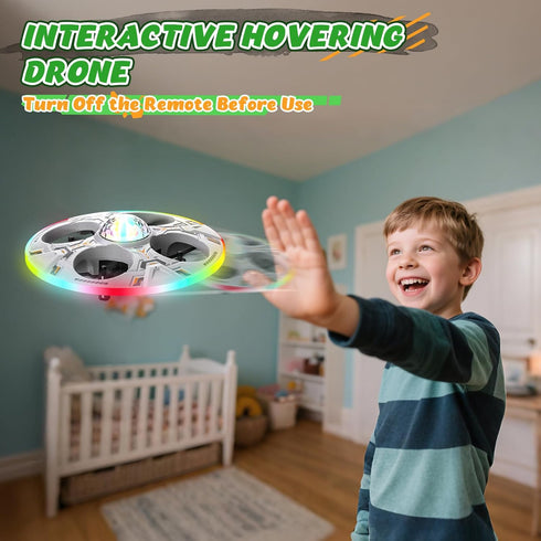2 Batteries(14 Mini UFO Drone for Kids RC Plane Flying Airplane Toy Remote Control Helicopter with LED Lights, Auto