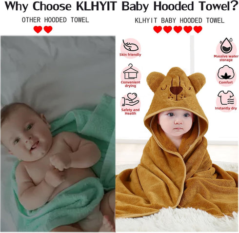 2Pack 31.5x31.5 Set Baby Bath Towel with Hooded Absorbent Soft Hooded Towel for Newborns Unisex in Bath Towel Gift