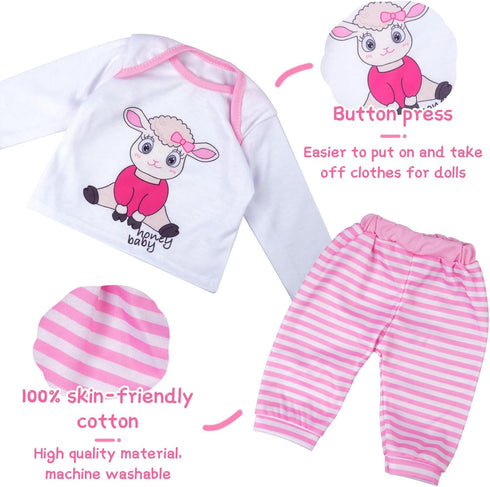BABESIDE 5Pcs Reborn Baby Doll Clothes - Outfit Accessories Set for 17-22 Inch Dolls