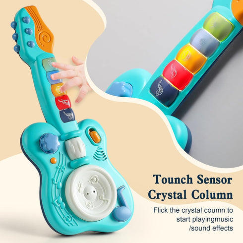 Didklom 4-in-1 18 Children's Guitar Piano Learning Toy, Educational Gift, with Touch Strings, Suitable for Children