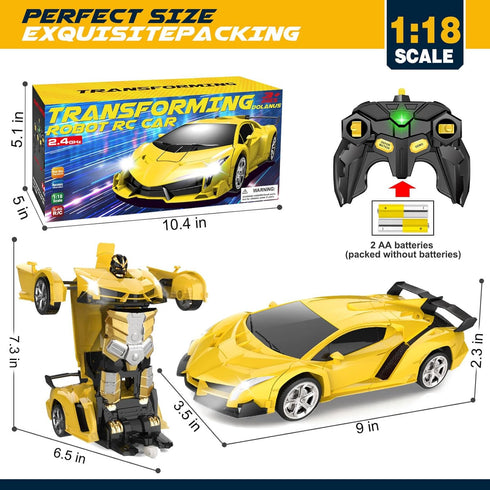 Dolanus Remote Control Car, Transform Robot RC Cars for Ages 5-12, Kids Toys, Birthday Gifts for Boys