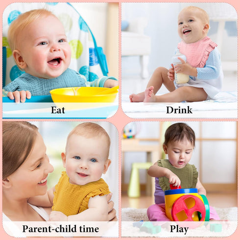 18 Kenning Pcs Muslin Drool Baby Bibs Ruffle Absorbent Bib with Snap Button Boy Girl for Drooling Teething Infant