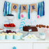 1st Birthday Boy Decorations with Burlap Highchair Banner, Blue Hat Crown, Cake Topper for Happy First Birthday Party