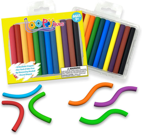 Loopy Hues Bendable Crayons For Kids, Arts & Crafts, School Supplies, 3D Letter &
