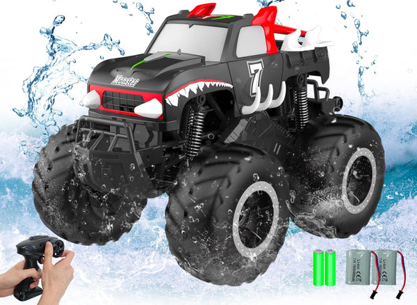 Amphibious Remote Control Car Toys for Boys, 2.4 GHz 1:16 All Terrain Off-Road RC Car, Kids Pool Toys