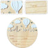 5.9 Inch Baby Announcement Sign, Wooden Hello World Newborn Signs, Birth Announcement Sign and Pen, Hot Air Balloon