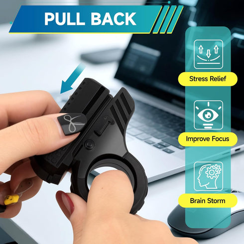 Umnodobn 3D Fidget Spinner Slider Toys, EDC Fidgets Cliker Pistol Toy, Fidget Ring Pad for Adults, Plastic Finger Hand