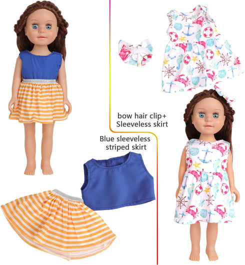 10 Sets 18 Inch 10 of American Doll Clothes, Including of Doll Clothing Dress Outfits for Gift Dolls, Birthday Gifts