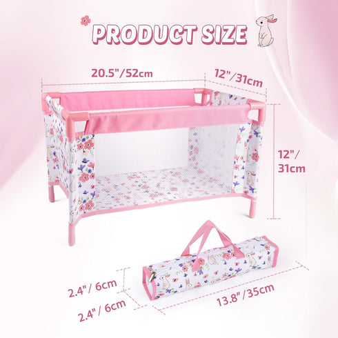 18 Inch 3+ Reborn Baby Dolls Crib, Babys Doll Bed for Baby Dolls, Removable Babys Doll Playpen Toy Crib, Reborn Baby