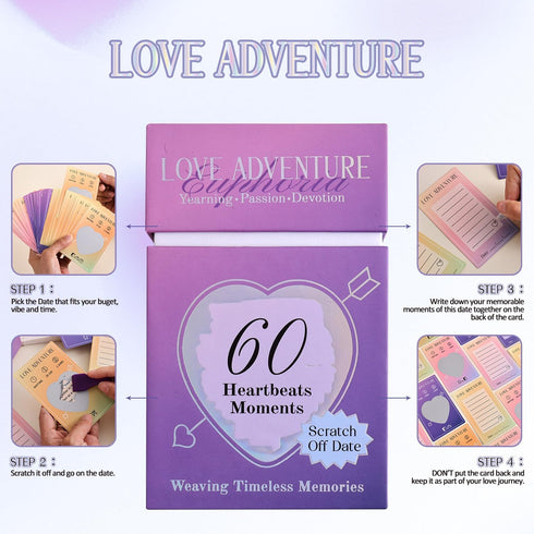 60 Date Ideas Card Games for Couples - Unique Date Deck Scratch Off Cards, Great Couples Gifts for Boyfriend