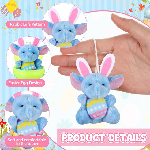 Lunmon 24 Pcs Prefilled Easter Eggs Filled with Mini Plush Animal Toys for Kids Baster Stuffer Filler Stuffed Animals