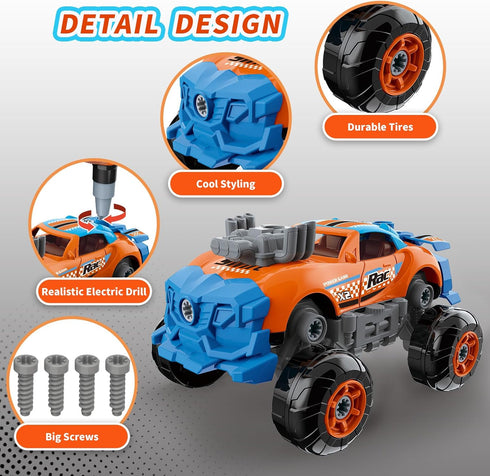 Pup Go 3-in-1 3 4 5 6 7, 43 Take Apart Car for Boys Ages Building Toys with Electric Drill, Pcs Construction Toy Truck