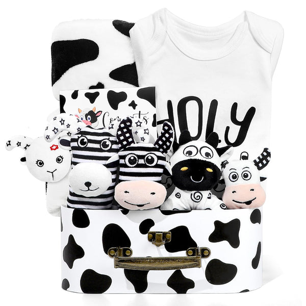 iAOVUEBY Baby Shower Gifts, Baby Gift Set for Newborn, Black and White