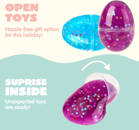 16 JOYIN Pcs Prefilled Easter Eggs with Crystal, Galaxy, Slime and Confetti Stress Relief for Kids Easter Party Favors