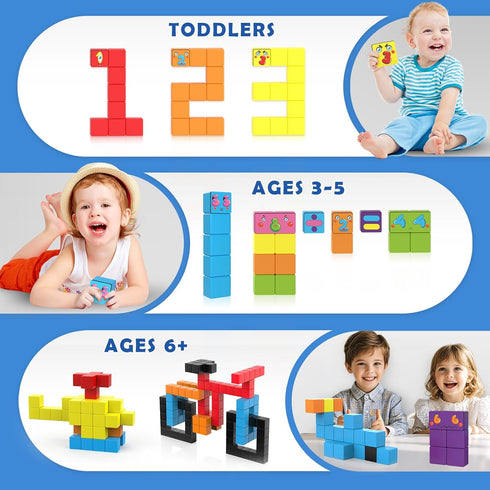 3 4 5 1-10, 3-5 4-8 Magnetic Blocks World Building Blocks Edition, STEM Educational Montessori Sensory Learning