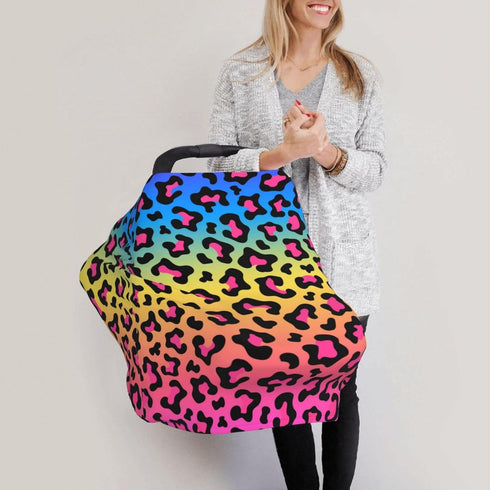 Schgap Leopard Car Seat Cover for Baby, Soft Stroller Cover Nursing Cover Breastfeeding Baby Carrier Covers for Newborn