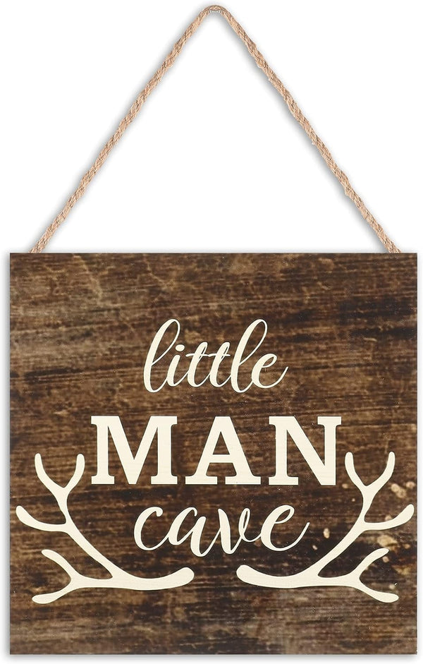 Little Man Cave Wood Sign Decor Home Vintage Little Man Cave Antlers