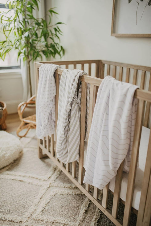 3 Set 100% 28x52x9 NODNAL CO. Fitted Crib Sheets Gray - OEKO-TEX Cotton for Baby Girl/Boy Nursery Bedding - Gender