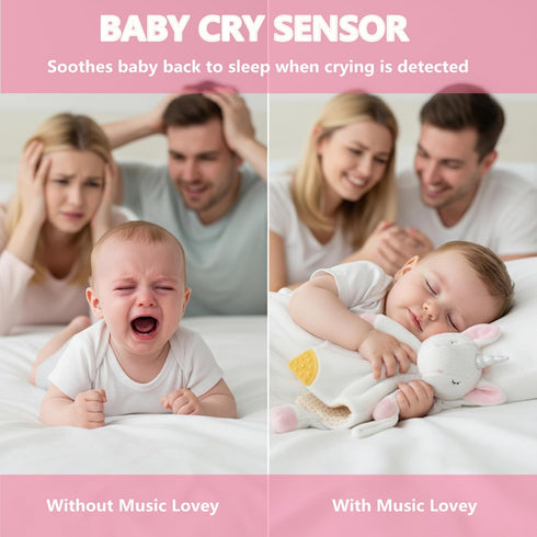 4-in-1 BEREST Unicorn Baby Sleep Soother Sound Machine with Heartbeat & White Noise|Security Blanket & Pacifier