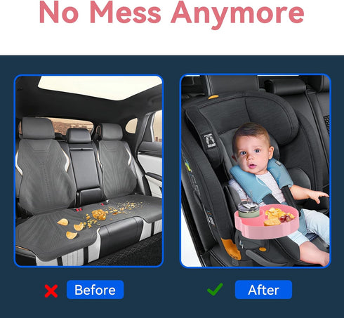 Kids Car Seat Tray, Travel Tray with Cup Holder for Toddler Baby, Kids Car Seat Food Snack Organizer for Road Trip