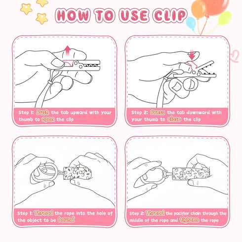 Smlpuame Girl,6 Pack Pacifier Clip Stylish Binky Clips Strap for Baby Girls,Paci Holder with Clip Lightweight Universal