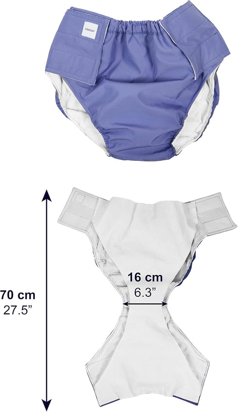 KMINA Reusable Adult Diaper Cover, Waterproof Pull-On Unisex Incontinence Cover Pant, Adjustable, Leakproof Washable