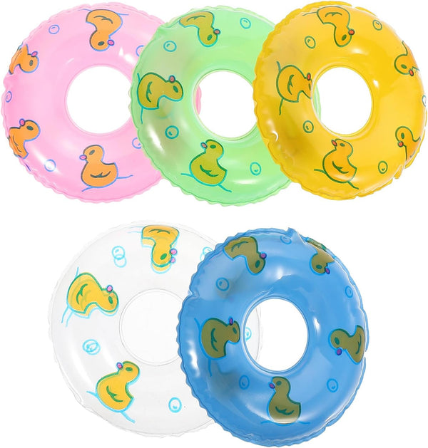 Gadpiparty 5Pcs Mini Swimming Rings, Dollhouse Pattern Swim Rings for Kids Dolls Pool Toys