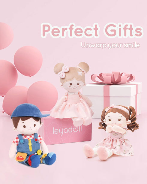 Doll(16''), 2-Year-Old LeyaDoll Soft Bady Educational Soft Baby Learning Sensory Doll for Toddlers, Montessori Toys