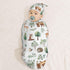 Set Watercolor Woodland Animal Tree Swaddle Blanket with Beanie Hat Newborn Receiving Blankets Baby Swaddle Wrap Soft