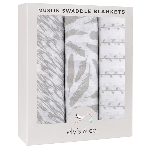 Muslin Swaddle Blanket 100% Soft Muslin Cotton 3 Pack 47"x 47" Classic