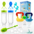 Food Feeder Baby Fruit Feeder Pacifier (3 Pcs) with Silicone Pacifiers, Baby Food Dispensing Spoon, Bottle Brush