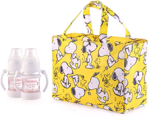 FINEX Cartoon Characters Waterproof PVC Rectangular Hand Carry Diaper Bag Tote with Multiple Dividers Handles Zipper Closure