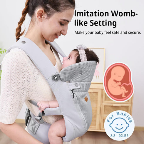 40lbs(Light CUBY Newborn Baby Carrier with Head Support and Sunshield, Breathable & Adjustable Newborn Toddler Front