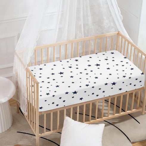 Streeyiu 52x28x8 Stars Baby Crib Sheets for Boys Girls Navy Blue Star Fitted Crib Sheet for Standard Crib and Toddler