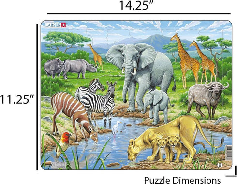 Larsen Puzzles - African Savannah - 65 Piece Children's Jigsaw Puzzle